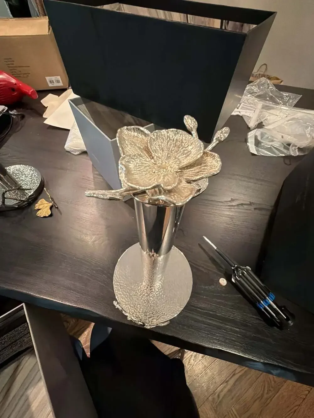 As is Michael Aram white orchid Paper Towel Holder misting flower. Ships in Aram